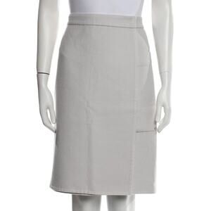 US Based Authentic 100% Cashmere HERMES Skirt Clou de Selle Logo Sz 38 US 8 / 10